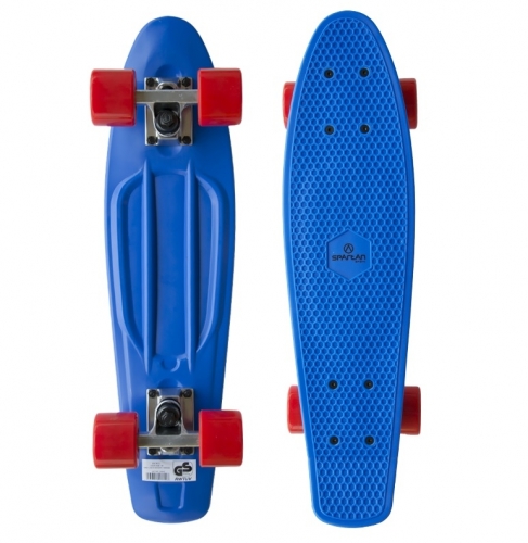 Skateboard pennyboard Spartan modrý s červenými kolečky
