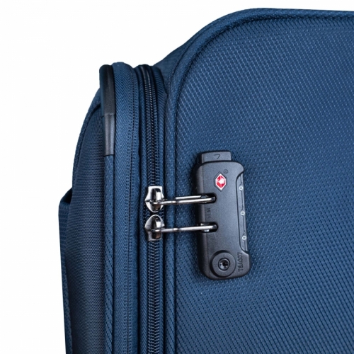 Střední cestovní kufr na kolečkách Paklite Valencia M tmavě modrý s expandérem a zámkem TSA