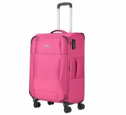 Extra lehký cestovní kufr Travelite Seaside 4w M Pink růžový rozšiřitelný